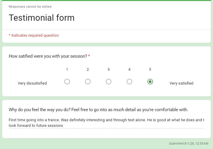 6th testimonial form